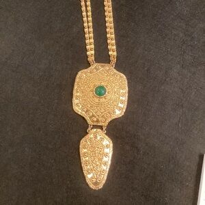 Rare Vintage Napier Egyptian Revival Gold Plated Sculptural Necklace
